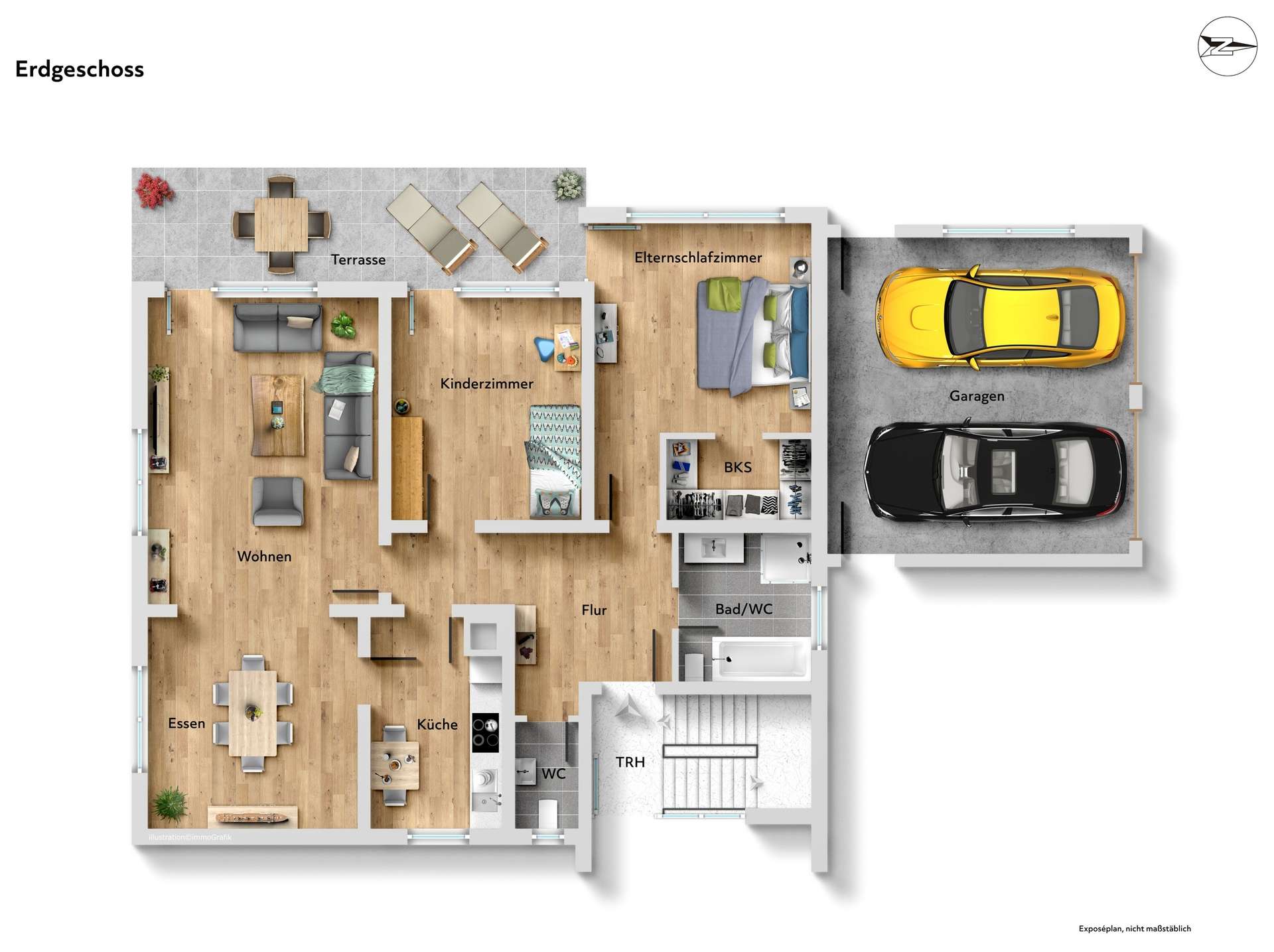 Grundriss EG möbliert